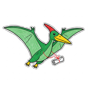 Pterodactyl Postman Delivering a Crayon Letter